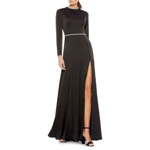 IEENA FOR MAC DUGGAL Beaded Trim High Neck Open Back Gown US 8 $398